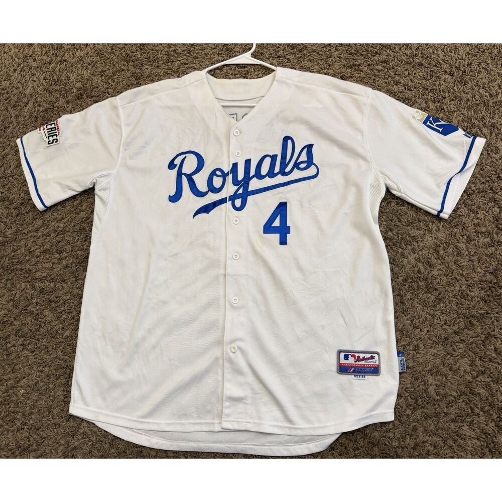 Alex Gordon Kansas City Royals Mens White Majestic Cool Base Jersey Size 56